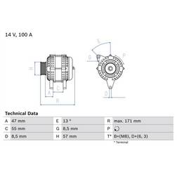 Bosch generator v70 xc70 90-05 0986040370