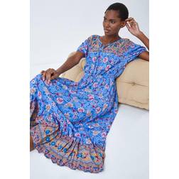 Roman Floral Print Keyhole Maxi Dress