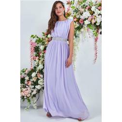 Goddiva Chiffon Maxi With Embellished Belt