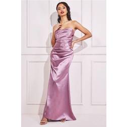 Goddiva Satin Bandeau Maxi Dress