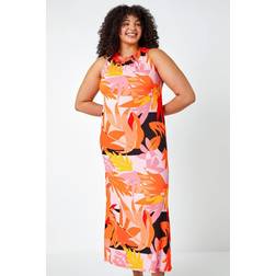 Roman Curve Tropical Stretch Jersey Maxi Dress