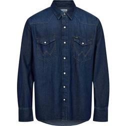Wrangler 27mw Dark Stone Herr Långärmade Skjortor