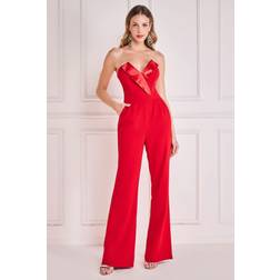 Goddiva Satin Collar Scuba Jumpsuit