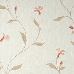 Crown Vymura Bellagio Floral Wallpaper Cream/Pink