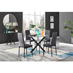 Box Novara Black Leg Round Dining Set