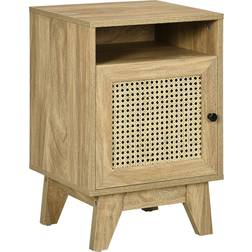 Homcom Nightstand, Rattan Bedside Table