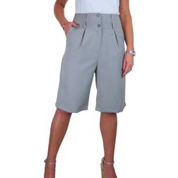 Paulo Due Women's Wide Leg High Waist Loose Fit Shorts - Light Grey