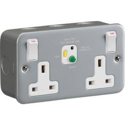 Knightsbridge MLA 13A 2 Gang DP RCD Socket Grey Type A M9RCD