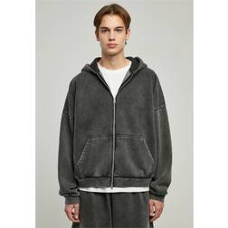 Urban Classics Heavy Sand Washed 90s Zip Hoody, Black