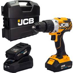 JCB 18V B/L Combi Drill 2x2.0Ah 2.4A Charger in W-Boxx 136 21-18BLCD-2-WB