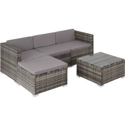 tectake Wicker Loungeset Lignano Grijs