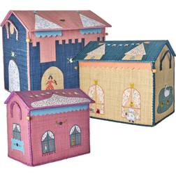 Rice Castle Theme Raffia Curved House for Storage 3-pack