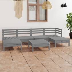 vidaXL 7 Piece Garden Grey Solid Wood Pine Outdoor Lounge Set