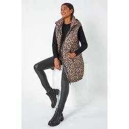 Roman Animal Print Longline Hooded Gilet