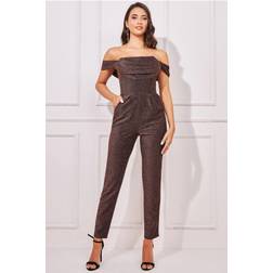 Goddiva Lurex Cowl Neck Jumpsuit