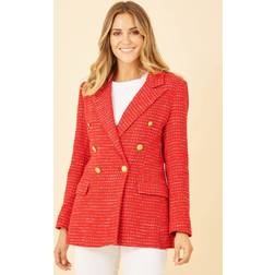 Yumi Red Boucle Fitted Blazer