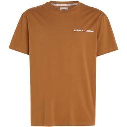 Tommy Jeans Chest Logo Print T-Shirt in Cotton and Regular Fit with Crew Neck Brown