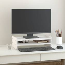 vidaXL Skærmholder 50 x 27 x 15 cm Massivt Fyrretræ Hvid TV-bord