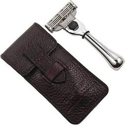 Parker Shaving TM-3 Travel Mach-3 Razor with Leather Pouch