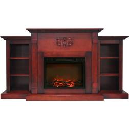 Cambridge Â Sanoma Electric Fireplace With Built-In Bookshelves And Charred Log Insert, Cherry