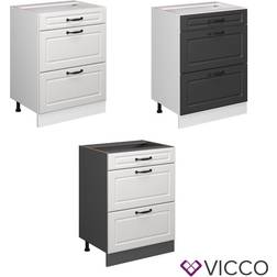 VICCO Schubladenunterschrank küchenschrank küchenzeile r-line landhaus 60 cm