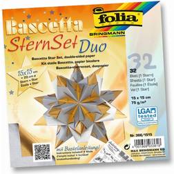 Folia folia Faltblätter Bascetta-Stern, 150 x 150 mm, silber/gold