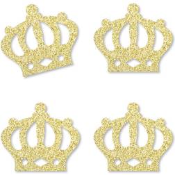 Big Dot of Happiness Gold glitter prince crown no-mess real glitter cut-outs confetti 24 ct