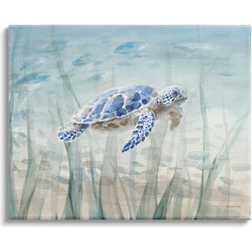 Stupell Industries Baby Sea Turtle Blue Speckled Aquatic Animal Ocean Canvas Wall Decor