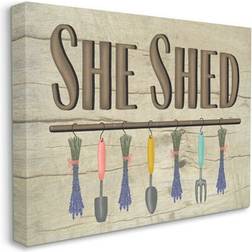 Stupell Industries Rustic She Shed Phrase Lavender Bunches Garden Tools XXL Wall Decor