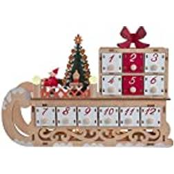 Kurt Adler 8.30-Inch Battery Operated 6-light LED Santa Sleigh With Calendar Decoration