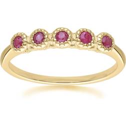 Gemondo Classic Round Ruby Five Stone Eternity Ring in 9ct Yellow Gold