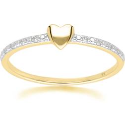Gemondo Dainty Love Heart Diamond Band Ring - Gold/Diamonds