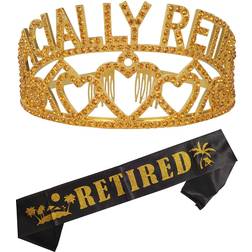 Officially Retired Retirement Party Set Gold Officially Retired Tiara/Crown Retirement