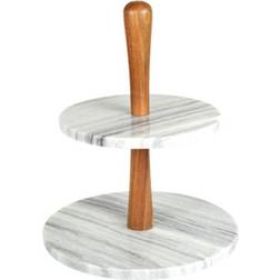 Creative Home Grey Marble Wood 2-Tier Stand Server Cake Plate