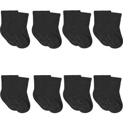 Gerber Baby 8pk Wiggle Proof Socks Black 0-6M