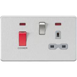 Knightsbridge MLA 45A DP 13A Socket W/Neons Brushed Chrome W/Grey Insert SFR8333NBCG