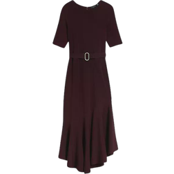 Ted Baker Samalee Ruffled Hem Knitted Midi Dress - Dark Red