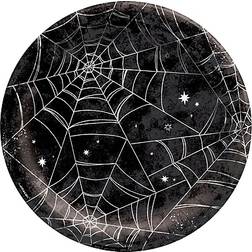 Amscan Spider Web Paper Plates, 10" Black/White, Pack Of 40 Plates