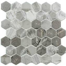 The Tile Life Eterna Big Hex 12" 12" Denver Recycled Glass Mosaic Wall Tile