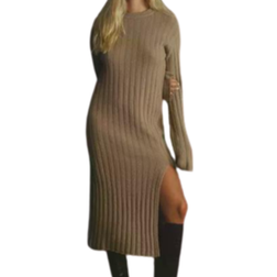 Nelly Everyday Long Knit Dress - Taupe