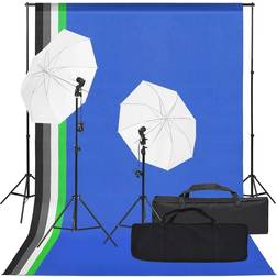 vidaXL Kit de Studio Photo avec Eclairage et Toile de Fond Lumière de Photographie Système de Fond Kit de Support de Fond Sac de Transport