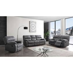 Betsy Furniture Microfiber Reclining Sofa 87" 6 Seater