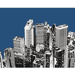 Origin Murals Urban City Skyscrapers Navy Blue Wall Mural Navy Blue Medium