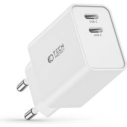 Tech-Protect C35W 2-Ports Netværksoplader 2xUSB-C Hvid