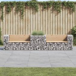 vidaXL Mit Gabione Massivholz Kiefer Braun Gartenbank