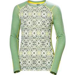 Helly Hansen Women’s Lifa Merino Midweight Graphic Long-Sleeve Crew Base Layer - Green