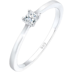 Elli Princess Cut Engagement Ring - Silver/Diamond