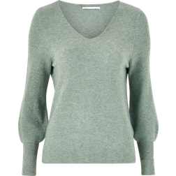 Only Latia Long V-neck Knitted Pullover - Green/Chinois Green