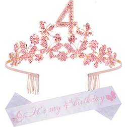 4th Birthday Gifts for Girls Tiara and Sash for Girls