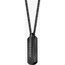 HUGO BOSS Collier Homme Bijoux en Acier Noir